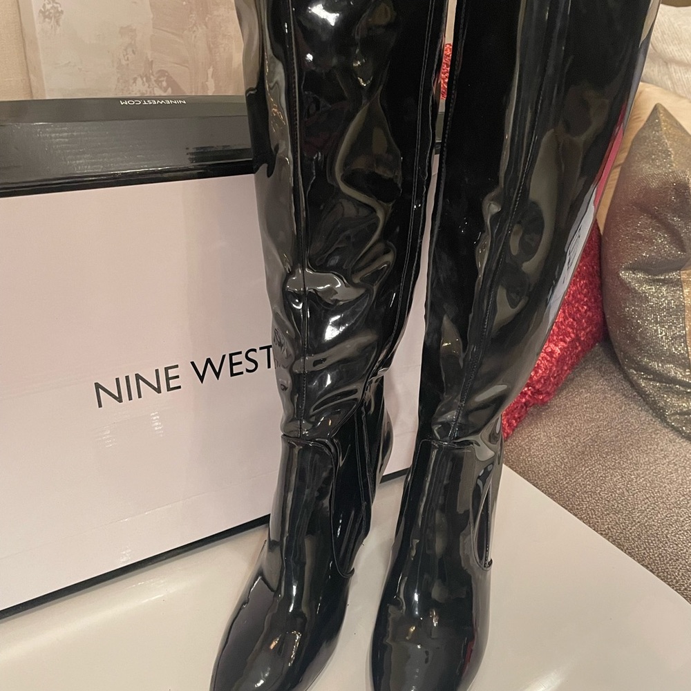 Brand new black patent Nine West  Boots size 9